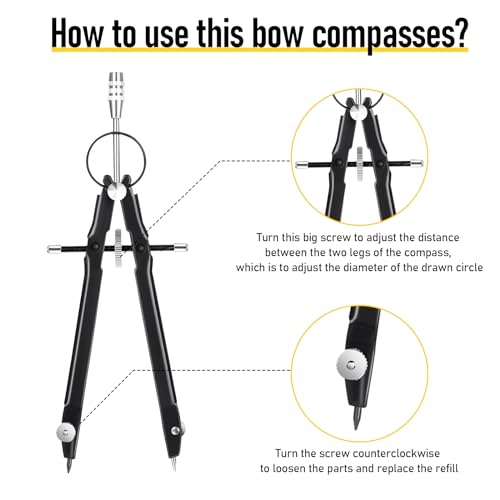 Zonon 30 Pcs Compass for Geometry Drawing Metal Compass with Extra Refills and Screws Circle Maker Back to School Circle Drawing Tool for Math Drafting Measuring Woodworking Office, 3 Colors