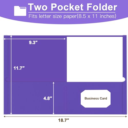 Folders with Pockets, LAYZZ 30 Pack Paper Pocket Folders, 2 Pocket File folders Fits Letter Size Paper, for School Office and Home (Purple) - color: Purple
