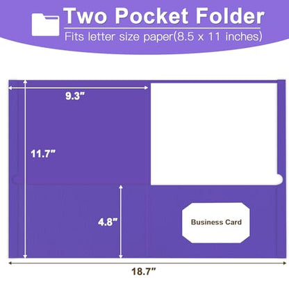 Folders with Pockets, LAYZZ 30 Pack Paper Pocket Folders, 2 Pocket File folders Fits Letter Size Paper, for School Office and Home (Purple) - color: Purple