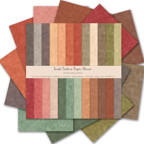 Scrapbook Paper 12x12 160gsm Double-Sided Patterned Decorative Papers for Scrapbooking, Junk Journaling, and Card Making, Ideal Scrapbook Supplies and Paper Craft Supplies 24 Sheets (Warm Tone) - color: Warm Tone