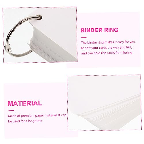 Blank Flash Cards 200-piece Index Cards Metal Ring Binder Pre-punched Holes for Learning Organization