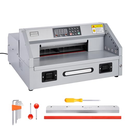 VEVOR Electric Paper Cutter, 300W Heavy Duty Paper Cutter Machine 11.8 in / 330 mm Cutting Width, 1.5 in / 38 mm Cutting Thickness, Electric Guillotine Trimmer with Casters & Infrared Function - style: Paper Cutter Machine