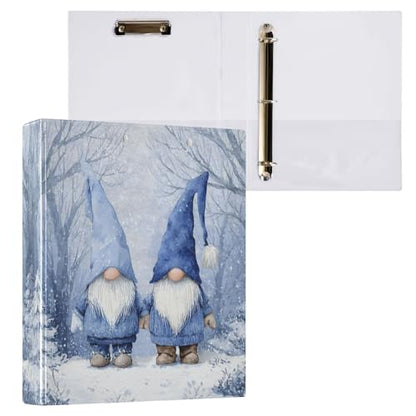 Blue Gnomes Farmhouse Winter Binder 3 Ring 1.5 Inch Binder with Clipboard&Pockets, Hardcover Binders Heavy Duty Large File Folder for Office School Supplies - Holds 200 Sheets - color: Farmhouse Winter Gnomes, size: 1 Pack-12.4x10.63in