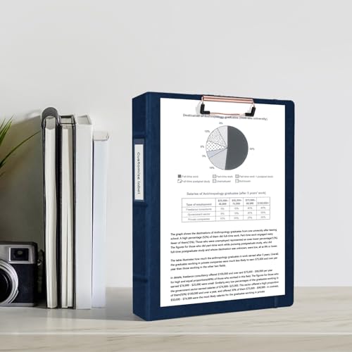 Ospelelf 3 Ring Binder With Clipboard 1 Inch Leather for Letter Size (8.5" x 11"), 5 Tab Dividers Office Supply, Dark Blue - color: Dark Blue, size: Letter Size - 1 Inch