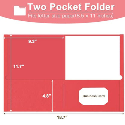 Folders with Pockets, LAYZZ 30 Pack Paper Pocket Folders, 2 Pocket Folders Fits Letter Size Paper, for School Office and Home (Red) - color: Red