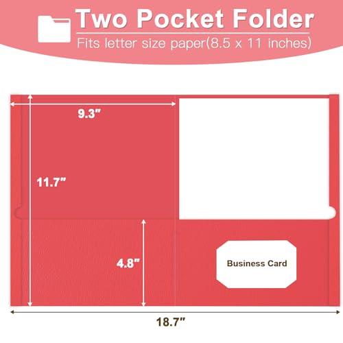 Folders with Pockets, LAYZZ 30 Pack Paper Pocket Folders, 2 Pocket Folders Fits Letter Size Paper, for School Office and Home (Red) - color: Red