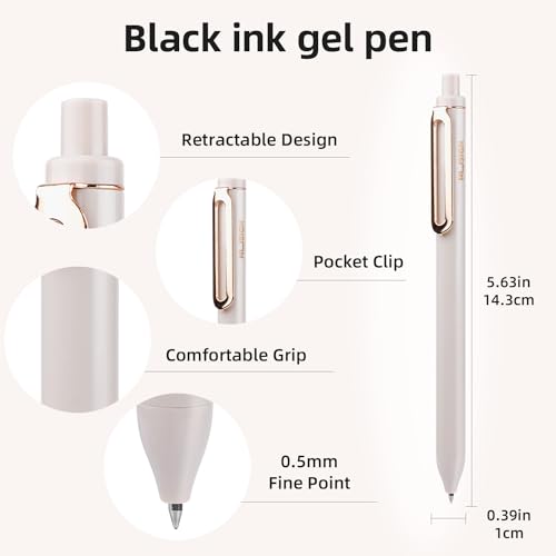 NUSIGN Gel Pens, 5 Pcs 0.5mm Retractable Quick Dry Black Ink Fine Point Rolling Ball Gel Pen, Smooth Writing No Bleed for Journaling Note Taking, Home School Office Supplies - color: Morandi-5pcs