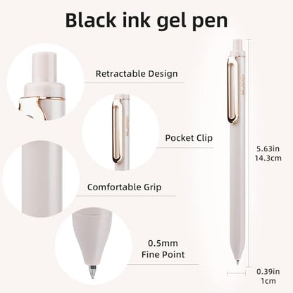 NUSIGN Gel Pens, 10 Pcs 0.5mm Retractable Black Ink Fine Point Rolling Ball Gel Pen, Smooth Writing No Bleed for Journaling Note Taking, Home School Office Supplies - color: Morandi-10pcs