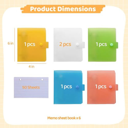 6 PCS Index Card Binder with Dividers,3x5 Inch Index Card Binder,2 Rings Card Binders Organizer Binders Notebook with 60 Pages Sheets for Office Home Elementary School Classroom (6pcs)