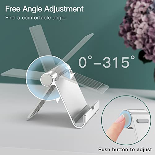 JETech Foldable Tablet Stand for 4-11" Tablets and Phones, Silver | Adjustable Portable Desktop Holder, Foldable Dock for iPad/iPad Pro/Air/Mini, Galaxy Tab A8/A7 Lite/A7/S8/S7, Kindle, etc - color: Silver