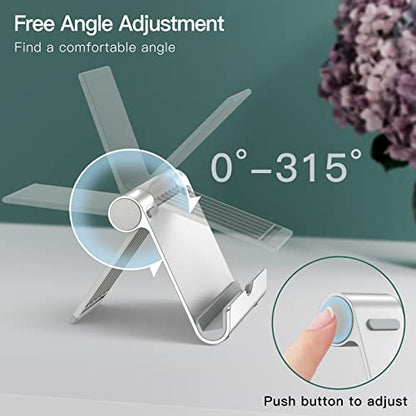 JETech Foldable Tablet Stand for 4-11" Tablets and Phones, Silver | Adjustable Portable Desktop Holder, Foldable Dock for iPad/iPad Pro/Air/Mini, Galaxy Tab A8/A7 Lite/A7/S8/S7, Kindle, etc - color: Silver