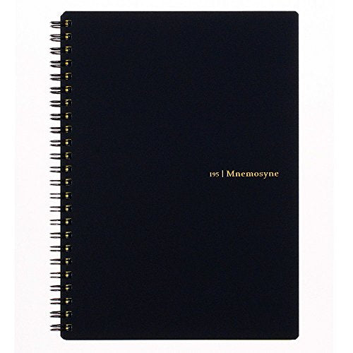Maruman Mnemosyne Lined Notebook- A5, 8.27" x 6.34", 80 Sheets / 160 Pages, 7mm College Ruled Journal, Perforated Pages & Wire-Bound to Lay Flat, Black, Made in Japan - size: A5 (5.83" x 8.27")