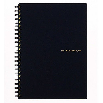 Maruman Mnemosyne Lined Notebook- A5, 8.27" x 6.34", 80 Sheets / 160 Pages, 7mm College Ruled Journal, Perforated Pages & Wire-Bound to Lay Flat, Black, Made in Japan - size: A5 (5.83" x 8.27")