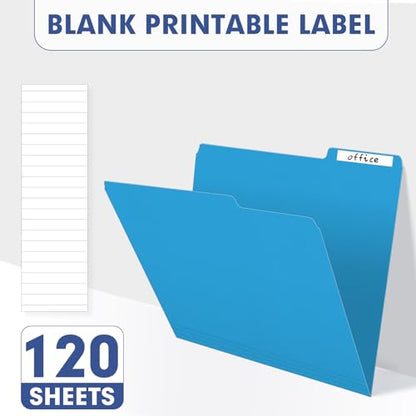 File Folder, PANDRI 120 Pack File Folder, 1/3 Cut Tab, Letter Size, Filing Folder for Office School Business, Blue - color: Blue