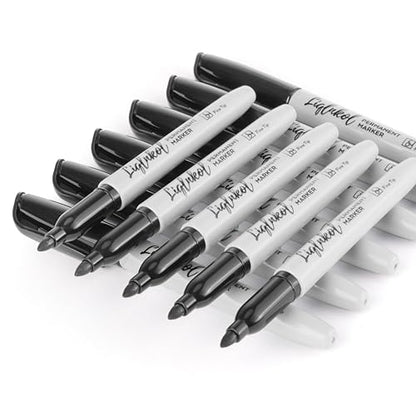 Permanent Markers Bulk, 188 Pack Fine Tip Black Permanent Marker Set, Waterproof Markers, Waterproof, Quick Drying, Office Supplies for School, Office,