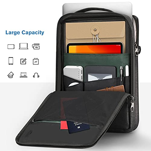 FINPAC 15.6-inch Laptop Shoulder Bag, Protective Computer Carrying Case Compatible with 16.2" MacBook Pro M5/M4/M3/M2/M1, 15-16" MacBook Air/Pro, Surface Laptop/Book, 15.6" HP/Dell/Acer/Samsung, Black - size: 15.6-inch