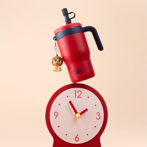 OISIZ 14oz Kids Tumbler with Straw Lid & Handle,Kids Cup with Animal Accessory for School,Kids Water Bottles with Dust-proof Cover,Leakproof Water Bottles,316 Stainless Steel,Keep Cold 24 Hours-red - color: old glory red