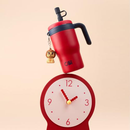 OISIZ 14oz Kids Tumbler with Straw Lid & Handle,Kids Cup with Animal Accessory for School,Kids Water Bottles with Dust-proof Cover,Leakproof Water Bottles,316 Stainless Steel,Keep Cold 24 Hours-red - color: old glory red