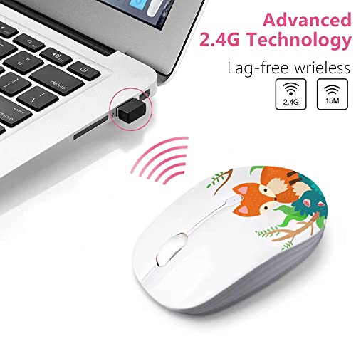 JUHOO Wireless Mouse with Nano Receiver for PC, Laptop, Notebook, Computer, MacBook, Less Noise, Portable Mobile Optical Mice.(Fox) - style: Fox
