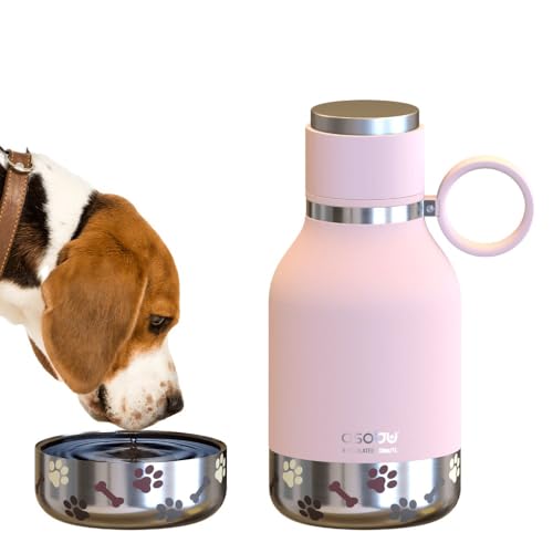 asobu Buddy Bottle, a Stainless Steel Insulated Water Bottle with Removable Dog Water Bowl and Dog Food and Treat Storage (Pink, 37 Oz) - color: Pink