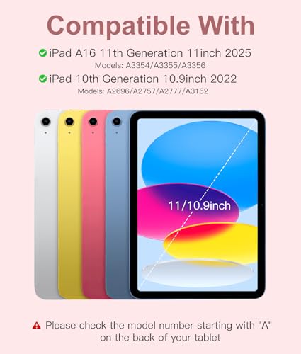 Hamile for iPad 11th 10th Generation Case with Keyboard - 7 Colors Backlit Wireless Detachable Folio Keyboard Cover with Pencil Holder for iPad 11-inch A16 2025 10th Gen 10.9 Inch 2022 (Light Pink) - color: Light Pink