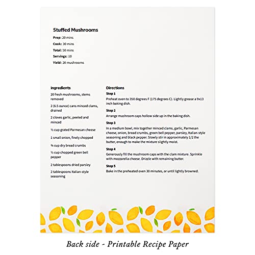 Jot & Mark 8.5"" x 11"" Sturdy 3 Ring Recipe Binder with Spill-Proof Clear | 50 Recipe Cards + 25 Sleeve Protectors + 5 Full-Page Sleeves + 6 Divider Tabs | 8.5x11 3-Ring - color: Lemon Twist, size: 8.5" x 11"
