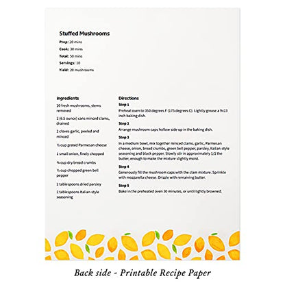 Jot & Mark 8.5"" x 11"" Sturdy 3 Ring Recipe Binder with Spill-Proof Clear | 50 Recipe Cards + 25 Sleeve Protectors + 5 Full-Page Sleeves + 6 Divider Tabs | 8.5x11 3-Ring - color: Lemon Twist, size: 8.5" x 11"