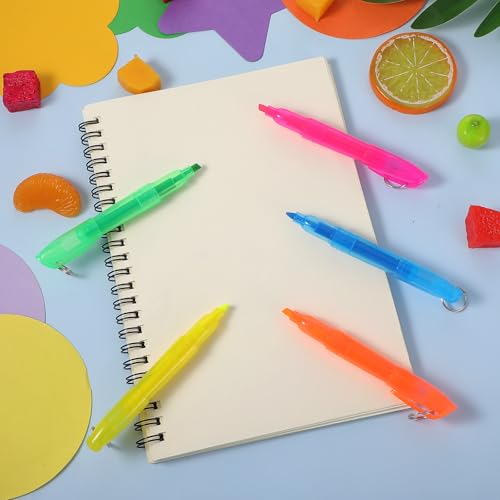 120 Pcs Mini Highlighters with Key Ring, 5 Vibrant Colors (Blue, Green, Yellow, Orange, Pink) – Compact, Quick-Dry & Portable Highlighter Pens for Learning, Office & Home