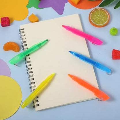 120 Pcs Mini Highlighters with Key Ring, 5 Vibrant Colors (Blue, Green, Yellow, Orange, Pink) – Compact, Quick-Dry & Portable Highlighter Pens for Learning, Office & Home