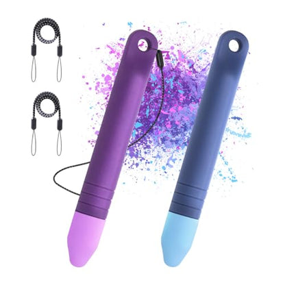 PureGear Kids Stylus Pen with Straps, Kid-Friendly Stylus Pen for Touch Screens, Compatile with iPad, Tablets, Kindle, iPhone, and All Touch Screen Devices, 2 Pack (Blue & Purple)