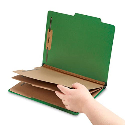 Blue Summit Supplies Green Classification Folders, 3 Dividers, Letter Size with 2 Inch Expansions, Use for Organizing Medical Records & Client Files, 10 Pack