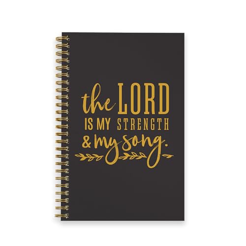 The Lord Is My Strength And My Song Notebook / 5.5" x 8.5" Religious Spiral Notebook / 120 College Ruled Pages / Durable Twin Loop Gloss Laminated Cover / Gold Wire-o Spiral / Made in the USA - color: Multicolor