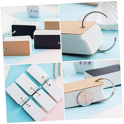 DOITOOL 4pcs Blank Flashcards with Binder Ring DIY Note Pads for Vocabulary Daily Planning and Creative Writing Black and Kraft Paper Memory Cards