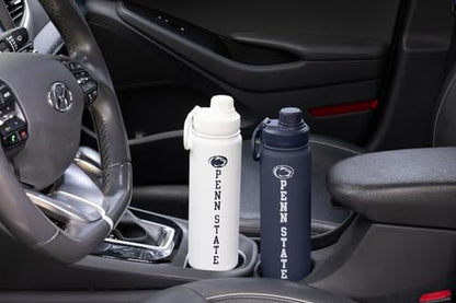 Penn St Water Bottle - White Double Walled Stainless Steel 24 oz Keeps Drinks Cold or Hot - color: Penn State - White
