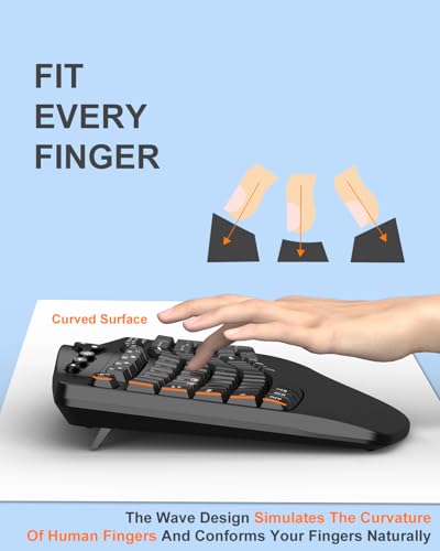 Ergonomic Wireless Keyboard and Mouse Combo, 2.4GHz Full Size Wave Keys Computer Keyboard with Wrist Rest for Natural Typing, Silent 6 Button USB Mouse for Laptop PC Windows Mac