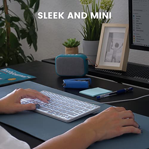 Perixx PERIBOARD-332MW Wired Backlit Scissor Keyboard - Compatible with Mac OS X and iOS Device - Mini 11.22x4.57x0.83 Inches - Scissor Keys with Big Font - White Backlit - style: Wired Backlit mac