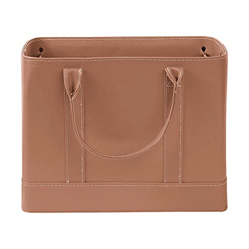 HOME DISTRICT Chic File Organizer Tote - Important Document Organizer Bag, Portable File Box with Handle, Brown