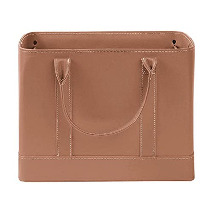 HOME DISTRICT Chic File Organizer Tote - Important Document Organizer Bag, Portable File Box with Handle, Brown