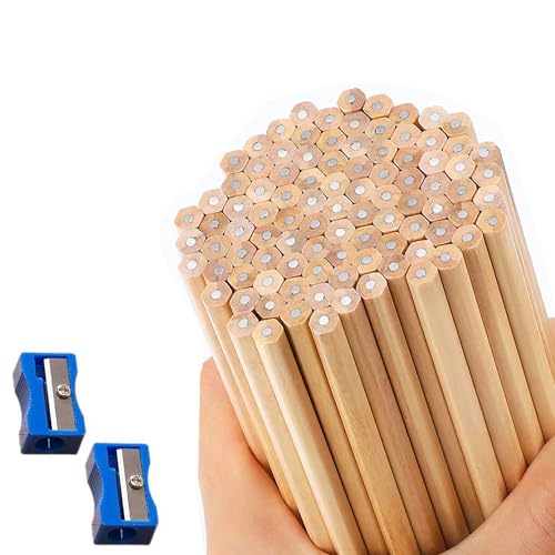 Hexagonal HB Wooden pencils, 30 natural wood grain pencils, Writing stationery(unpainted)