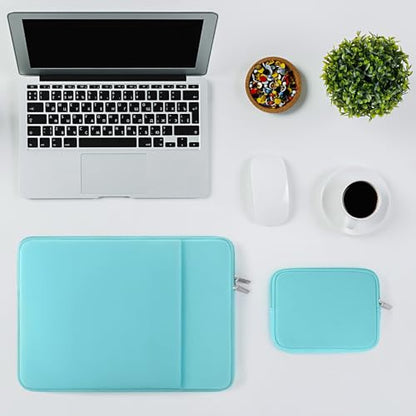 RAINYEAR 14 Inch Laptop Sleeve Case with Pocket & Accessories Pouch, Blue | Protective Soft Fluffy Lining Carrying Bag Compatible with 14 inch Notebook Computer Chromebook - color: Blue(Upgraded Version), size: 14"