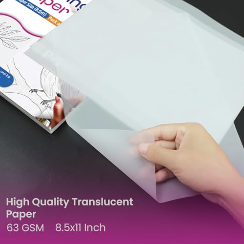 Tracing Paper 8.5x11 Inch - 500 Sheets 41lb/63gsm Transparent Trace Paper for Sketching, Preliminary Drawing, Drafting & Art Projects - Premium Translucent Tracing Paper for Pencil, Marker and Ink - size: 8.5" x 11" (500 Sheet)