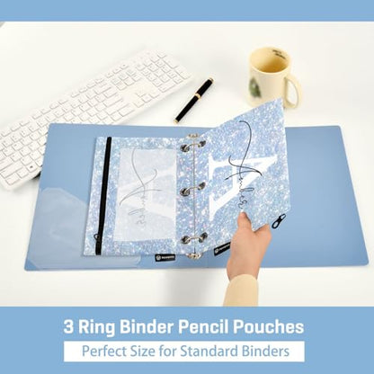 Personalized Pencil Pouch for 3 Ring Binder Pearl Shimmering Glitter Shines Custom Pencil Pouches Case Binder Cosmetic Bag 2 Pack for Office School College Supplies - color: Pearl Shimmering Glitter