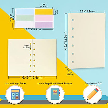 A7 Planner Refill,4 Pcs per Set, 360pages, Plain Blank Paper, with Label Stickers Gift,Mini Binder Refills,6 hole/100gsm Thick Paper/4.84 x 3.23'', Harphia - color: Plain
