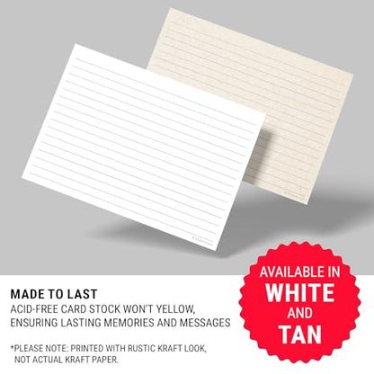 321Done Ruled Note Cards, 5x7 Thick Index Cards - Plain White Card Stock, Notecards & Stationery with Lines for Writing, Stamping - Made in USA, Set of 50 - No Envelopes - size: Large (5 x 7)