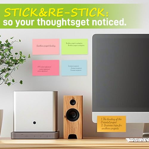 1920 Sheets 3 in x 5 in Large Sticky Notes, 76 x 127 mm 6 Pads Assorted Self-Stick Pads for Notebook,Office,School and Home,80 Sheets/Pad (24 Pads Brillant) - style: 24 Pads Brillant
