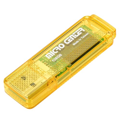 Micro Center SuperSpeed 1 Pack 128GB USB 3.0 Flash Drive Thumb Drive Yellow | High Transfer Speed, 10X Faster than USB 2.0 USB Drive, LED Light Indicator, Type-A, Data Storage and Backup - color: Yellow - 128GB x1