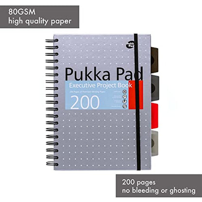 Pukka Pad 5 Subject Spiral Notebook 3-Pack - 200 Pages, 100 Sheets of 80GSM Paper with Repositionable Dividers & Perforated Edges for School & Office Planning & Organization - B5-7 X 10, Metallic - color: Metallic