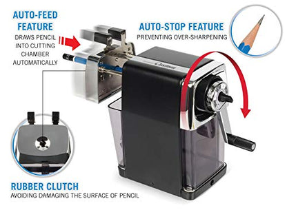 CARL Pencil Sharpener, CC-2000, Black, 5-Point Selector. Manual, Quiet for Office and Home Desks, School Classroom, CUI19018 - color: Black