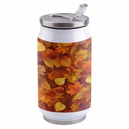 Autumn Leaves 10oz Stainless Steel Tumbler with Lid & Straw-Double Wall Vacuum Insulated Travel Mug Fall Botanical Yellow Maple Leaf Water Bottle Coffee Beverage Drinks Cup - size: 10 Ounces