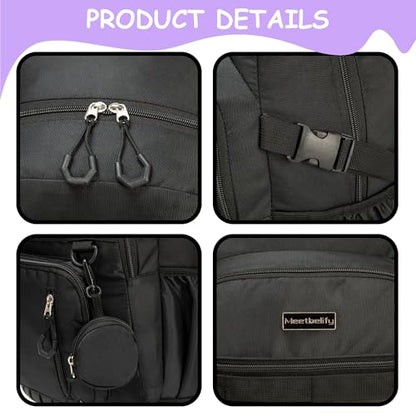 Kids Rolling Backpack for School Rolling Backpack for Girls 8-12 Roller Backpacks for Girls 10-12 with Lunch Box Pencil Case Back to School - color: Solid New Black